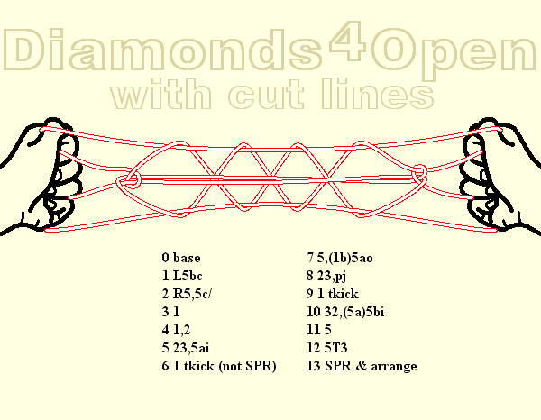 Diamonds 4 Open with cut lines